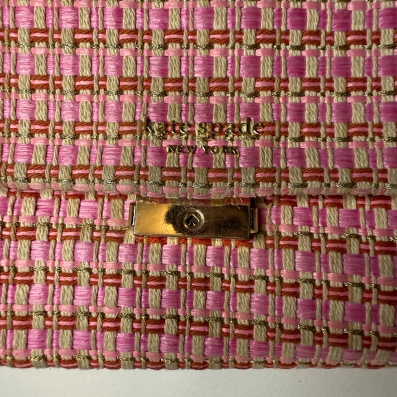 Kate Spade Pink Carlyle Raffia Tweed Medium Shoulder Bag w/ Chain Strap - Picture 4 of 11